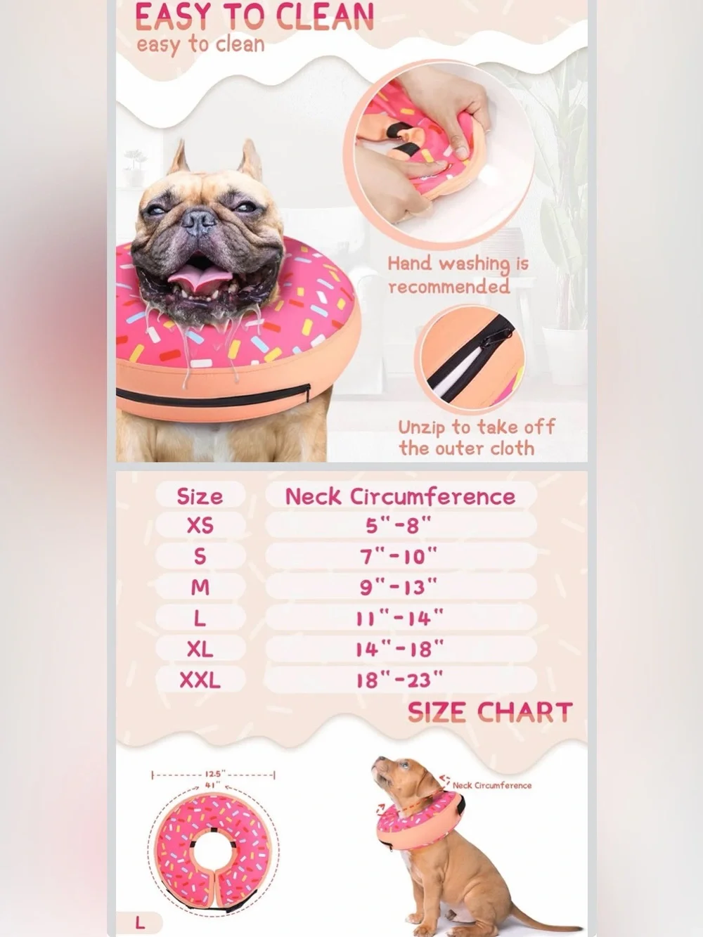 Pink Donut Pet Recovery Collar for Dogs
